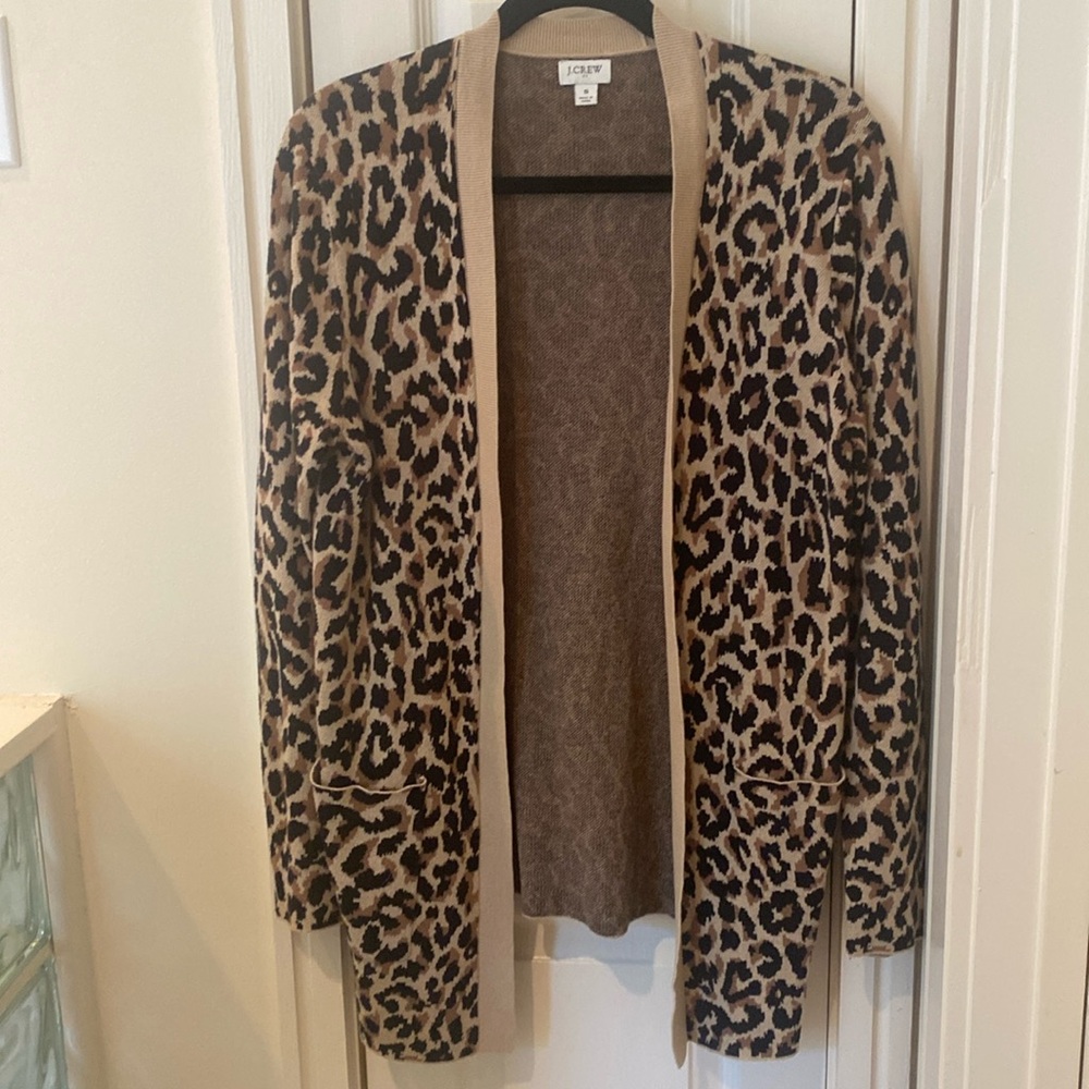 J Crew Animal Print Cardigan. Size Small.